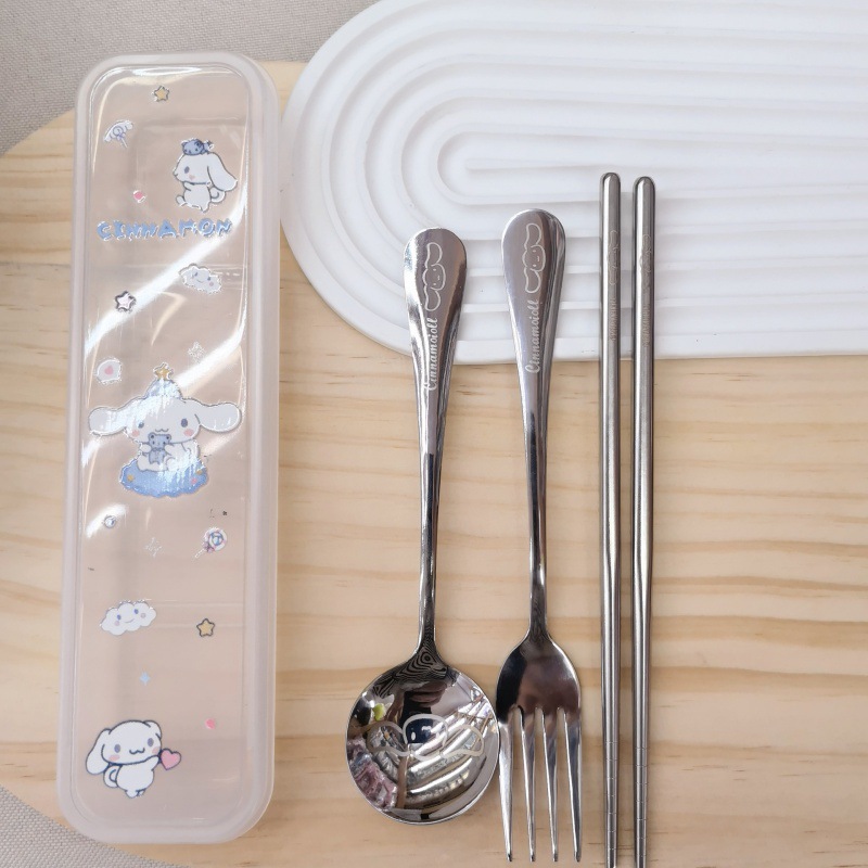 HL-06 작은 흰색 식기 3종 세트 포크+숟가락+젓가락