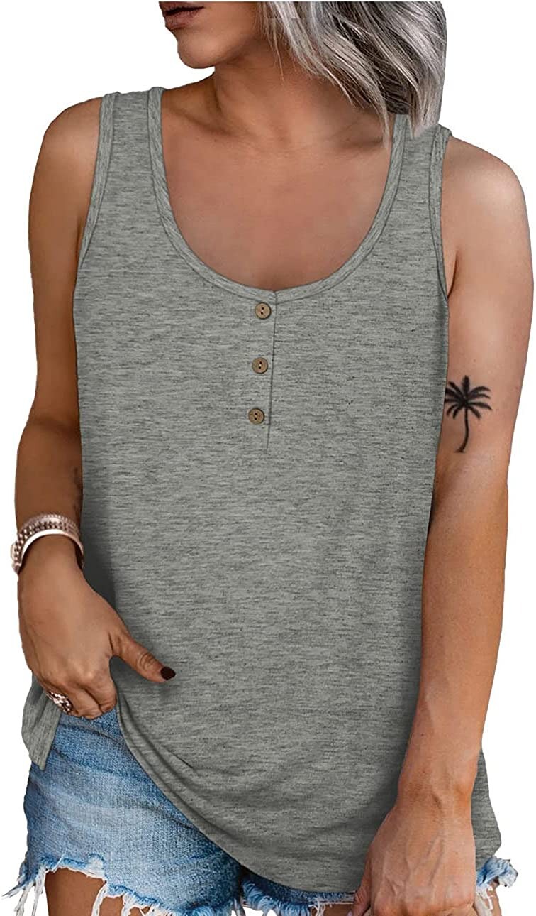 Regular Top Length T-shirt Tops Type Wholesale Women'S Casual Solid Color Sleeveless Button T-Shirts