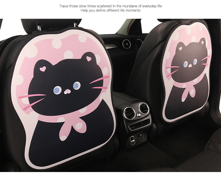 Cartoon Cat Car Seat Back Anti-Kick Pad for Women, Car Seat Anti-Stain Pad for Children, Anti-Dirt Pad, Rear Seat Anti-Collision Pad