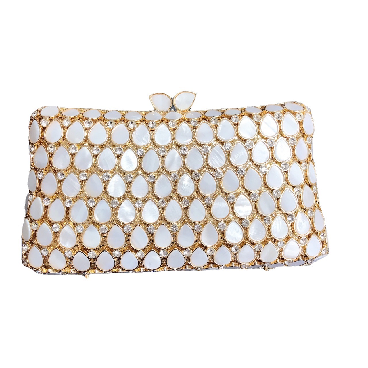 Túi clutch nữ đính đá pha lê hình giọt nước dự tiệc — Màu vàng