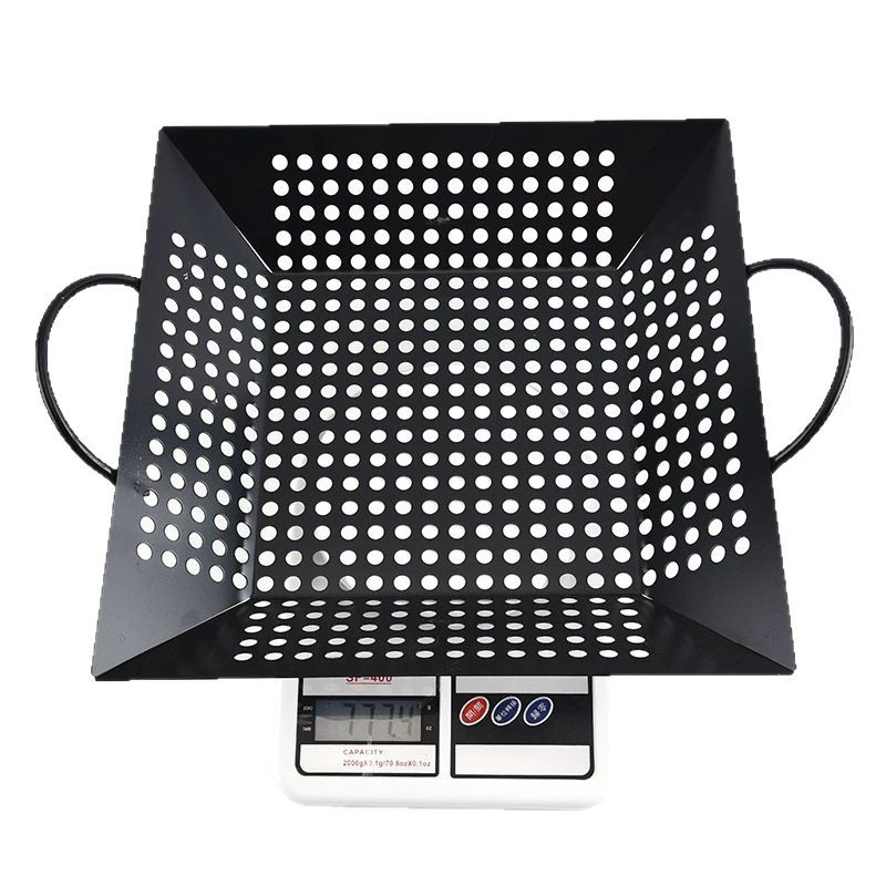 Placa de barbacoa de verduras de grado alimenticio, cesta de barbacoa de pintura antiadherente negra, bandeja de horno perforada, accesorios de horno, venta caliente transfronteriza