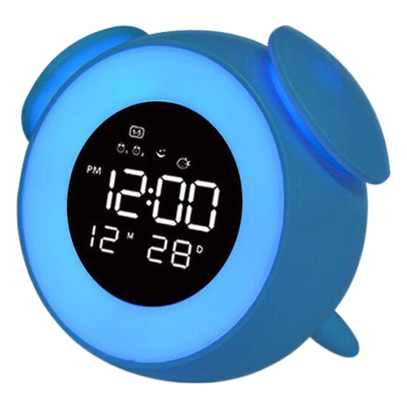 Перезаряжаемые красочные часы, светодиодный режим заката, режим сна, сенсорный красочный прикроватный звуковой маленький будильник