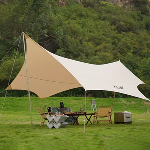 Uv-Resistant Butterfly-Shaped Black Vinyl Hexagonal Canopy Tent Camping Gear Extra-Large Oxford Cloth Camping Rainproof Sunshade Tent