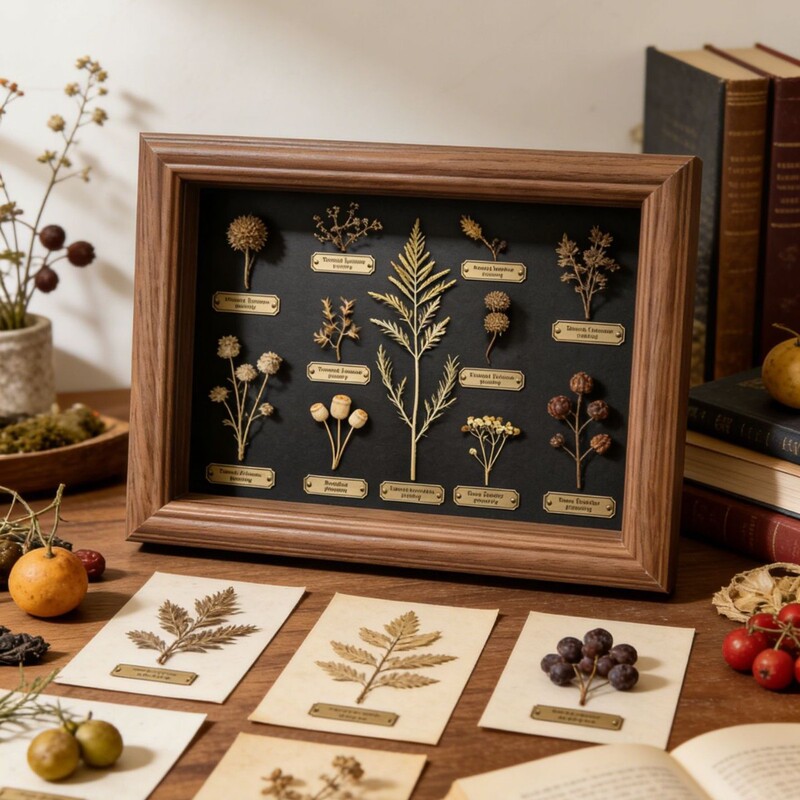 Three-Dimensional Hollow Photo Frame, Vintage Walnut Plant Specimen Frame, Dried Flower Fruit Seed DIY Display Frame, Factory Direct Wholesale