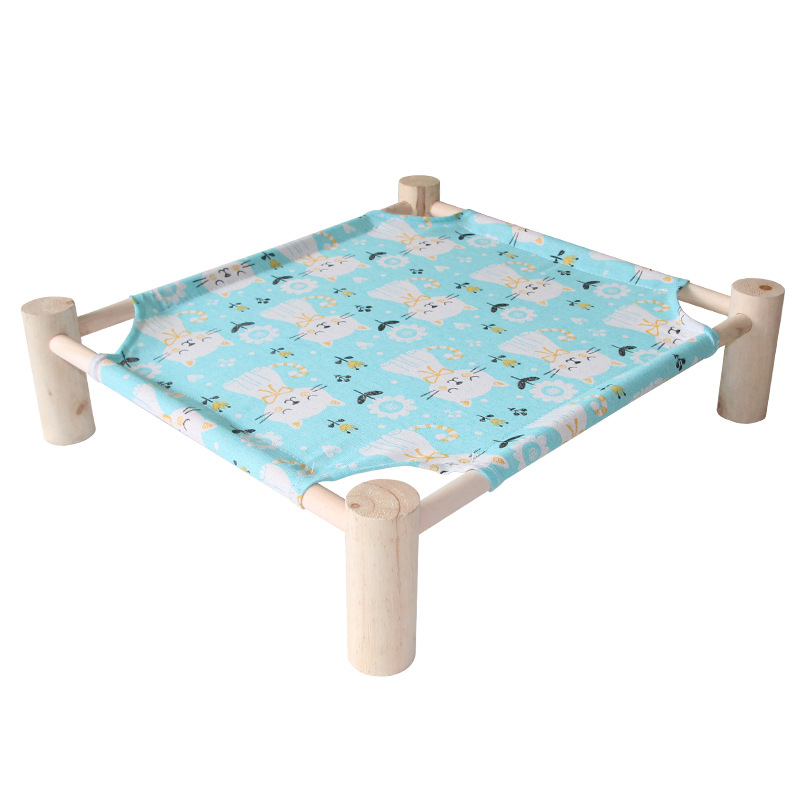 Cama Elevada de Madera para Mascotas, Desmontable y Lavable para Perros y Gatos