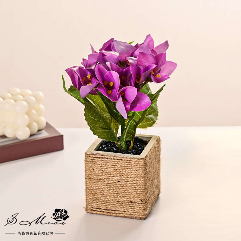 Taste de ciruela triangular pequeña plantación de bonsai imitación flor verde decoración de flores de bonsai sala de estar interior del hogar image 4