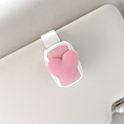 Holder Card Holder, Car Glasses Clip/Bill Clip - glasses-clip-pink-white-pink-heart