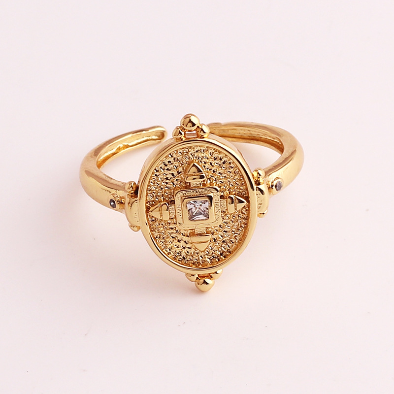 Fashion Oval Copper Plating Inlay Zircon Open Ring 1 Piece