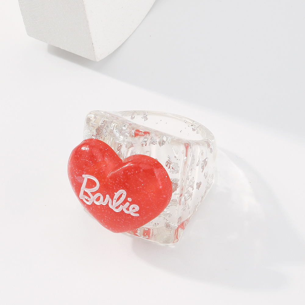 Simple Candy Color Heart Letter Resin Ring Wholesale Nihaojewelry display picture 11