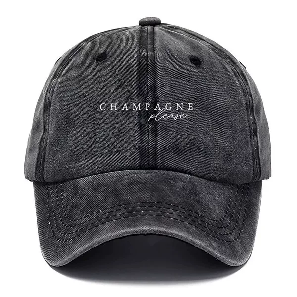 Popular Foreign Trade Item: Champagne Please Letter-Printed Vintage Baseball Cap, Supports Dropshipping