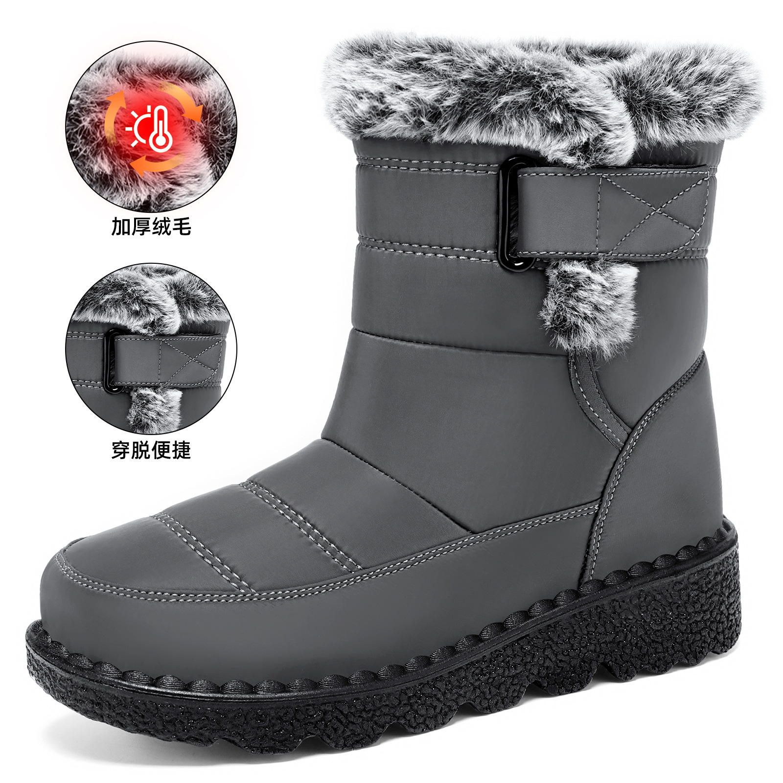 Zapatos de algodón de invierno para mujeres grandes botas de nieve y zapatos de lana para mujeres transfronterizas temu botas de cabello para aumentar la altura de botas de algodón