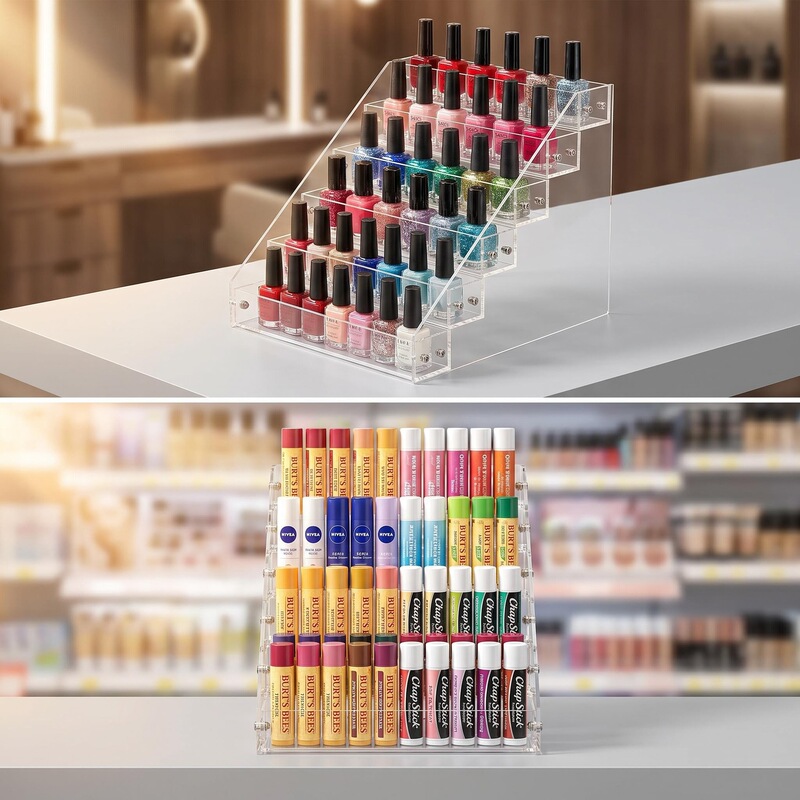Acrylic Ladder Nail Polish Display Rack, Transparent Multi-Layer Nail Polish Storage Rack, Nail Salon Desktop Storage Rack