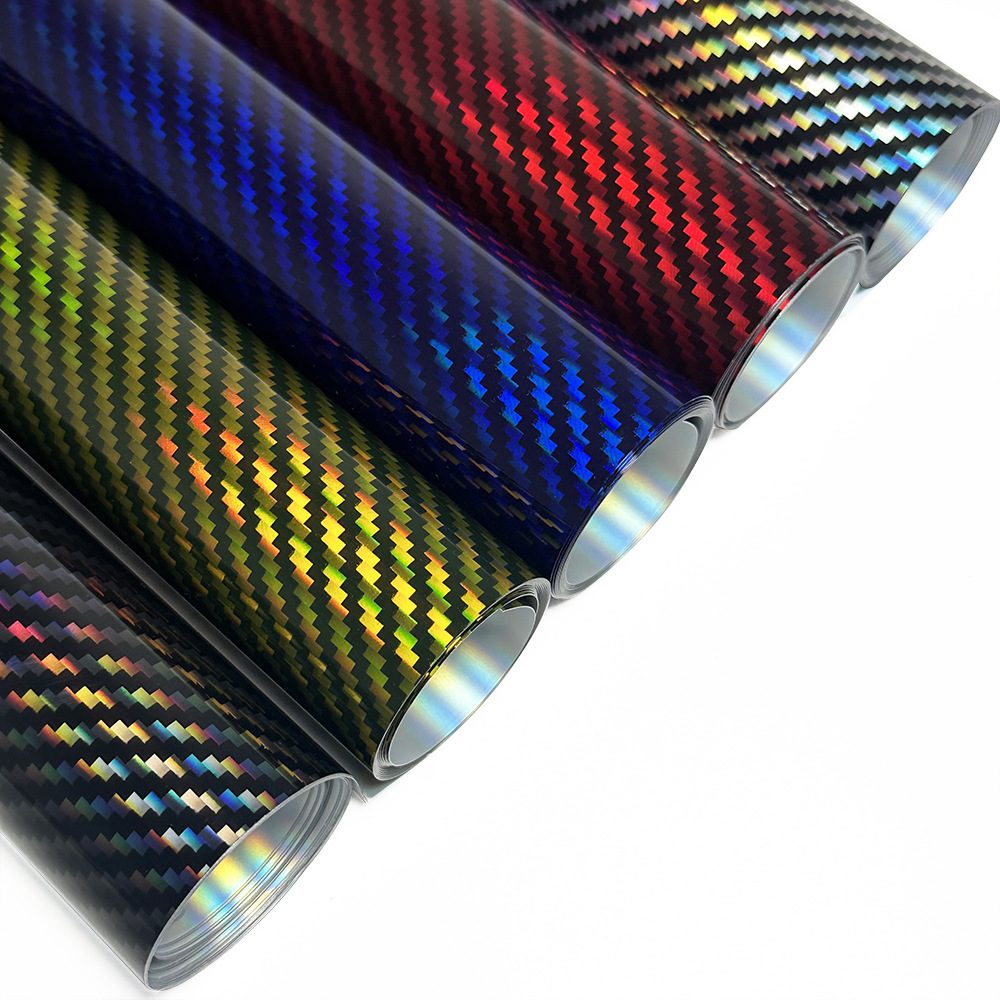 Cross-border new PET9d colorful laser rainbow carbon fiber central control interior sticker rearview mirror full body color change film