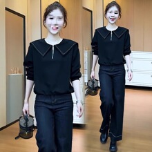 时尚卫衣女2025秋季新款洋气宽松遮肉显瘦娃娃领休闲百搭长袖上衣