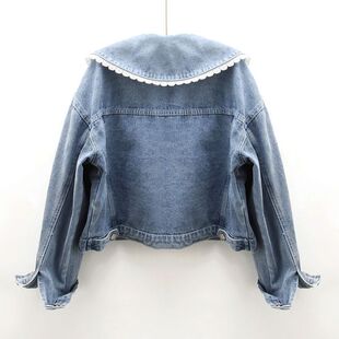 Autumn cute doll, denim long-sleeve, short jacket, oversize