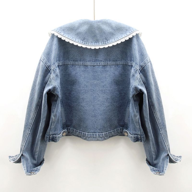 Autumn cute doll, denim long-sleeve, short jacket, oversize