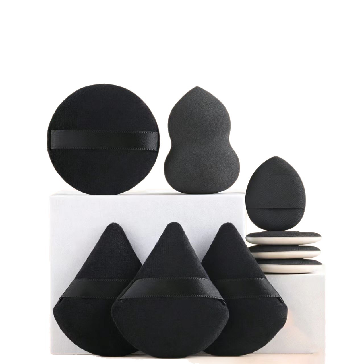 Transfronterizos 6 juegos de calabaza huevo de maquillaje suave, seco y húmedo, no comer polvo de dedo esponja bola de maquillaje polvo al por mayor