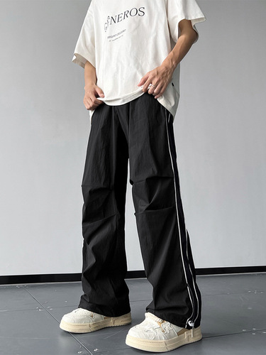 Wholesale High Street Trench Coat Style Men's Spring and Autumn New Arrival American Striped Quick Dry Work Pants for Sports and Casual Wear