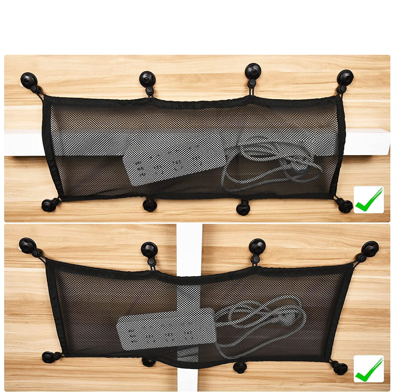 Soporte de enchufe Red de almacenamiento de devanadera sin perforaciones Fondo de mesa oculto