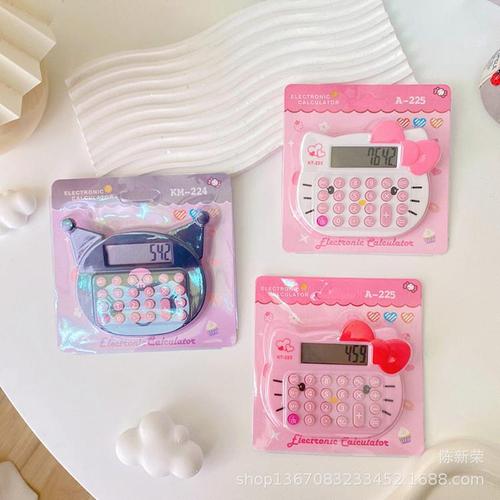 Cartoon style Kuromi girl heart computer cute cat mini 8-digit portable calculator