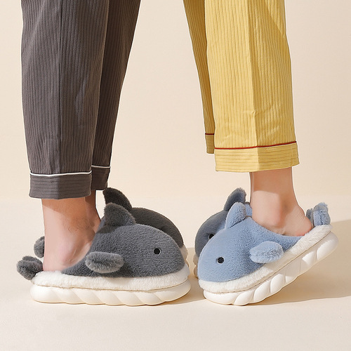 Cotton slippers feel like stepping on shit in winter, women's thick-soled couple's household plush cotton slippers, warm furry slippers, wholesale men's