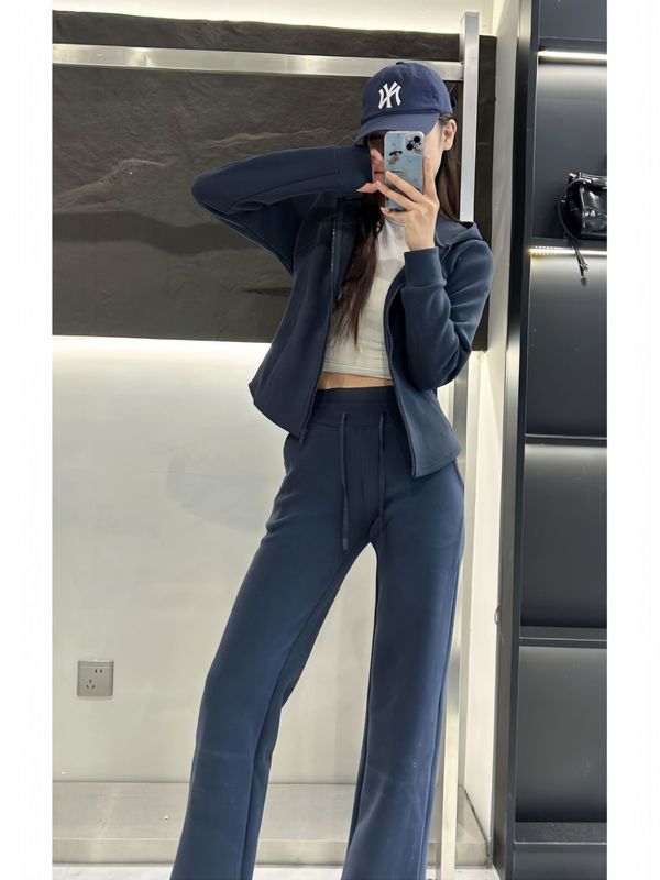 桑坡lulu防风套装新款运动套装跑步女士外穿卫衣卫裤显瘦连帽外套|undefined