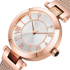 MINI FOCUS品牌時尚女表鑲鑽太陽紋小錶盤日本機芯防水網帶0215L