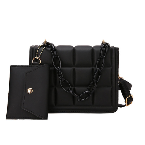 Leisure Minimalist Handbag Fashion  New Trend Solid Color Shoulder Bag Trendy Stylish Coarse Chain Small Square Bag