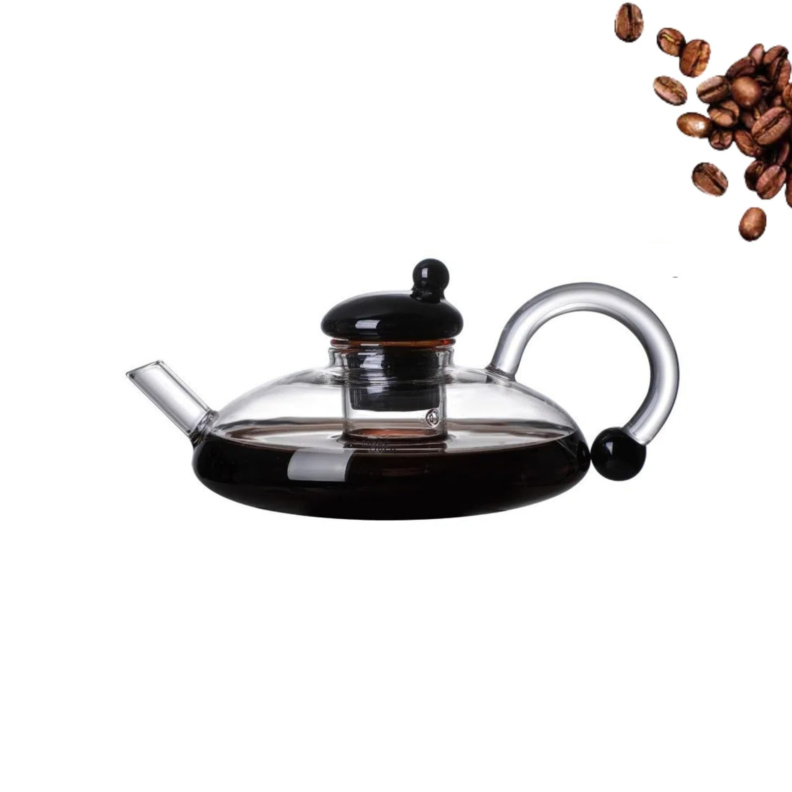 Tetera de vidrio Juego de té de vidrio resistente al calor Filtro resistente a altas temperaturas para el hogar Café Compartir Tetera de flores de té