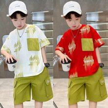 儿童装中大男童夏装套装2025新款男孩夏季短袖运动时髦痞帅气潮酷