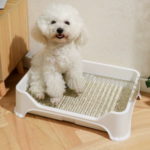[新款中小型犬狗厕所防踩屎便盆狗尿盆不锈钢网架狗砂盆宠物用品]