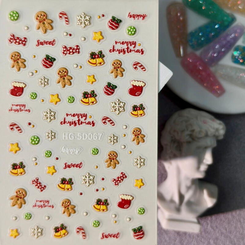 Merry Christmas Nail Art Stickers 5D Embossed Stereo Snowman Santa Claus DIY Nail Stickers Jewelry Hg Style Merry Christmas Nail Art Stickers 5D Embossed Stereo Snowman Santa Claus DIY Nail Stickers Jewelry Hg Style