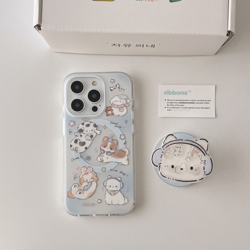 Funda de teléfono con diseño de gato de dibujos animados estilo coreano, compatible con Apple 17 Pro Max, magnética, 16 Pro, personalizada, para mujeres, 15/14.