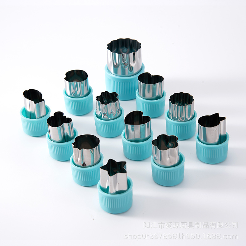 Molde de la galleta molde de impresión de acero inoxidable conjunto de 12 piezas molde de corte de frutas y verduras molde de superficie de mariposa