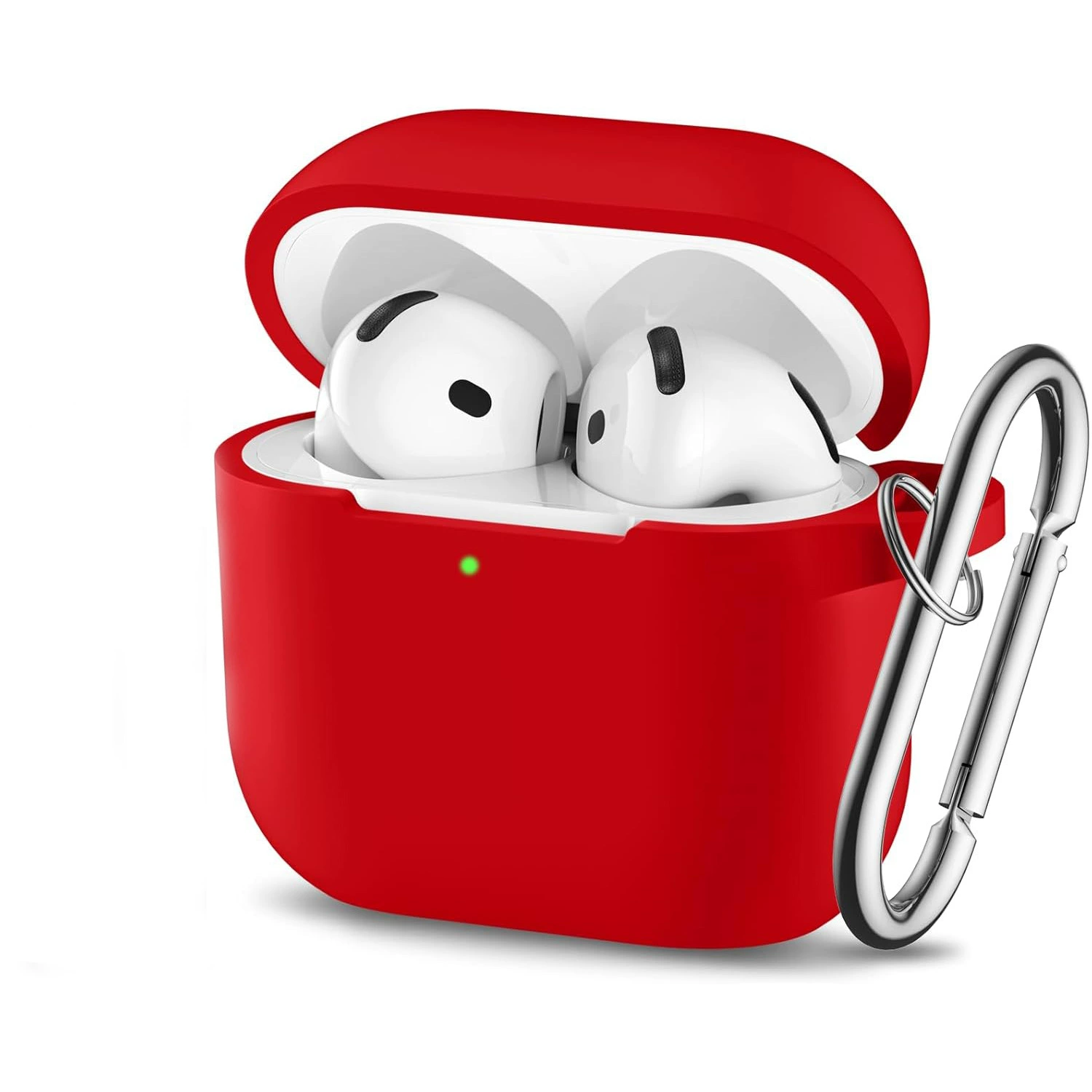 Силиконовый защитный чехол (Apple AirPods) — совместим с AirPods 1–4 и Pro 1–3, 52×62×26 мм, карабин