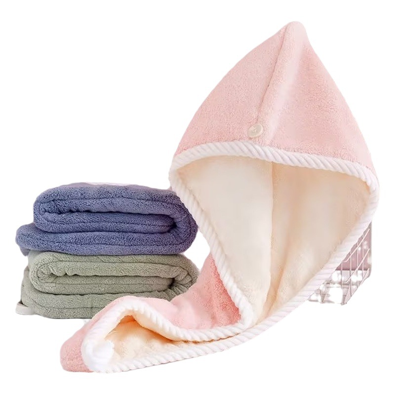 New Style Hair Drying Cap for Women, Double-Layer, Strong Water Absorption, Non-Stick Hair, No Need to Blow Dry, Shower Cap for Students, Quick-Drying Hair Towel