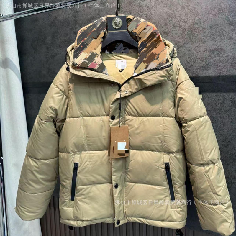冬季新款英伦风巴情侣款羽绒棉服三合一袖子可拆卸式立领连帽外套|undefined