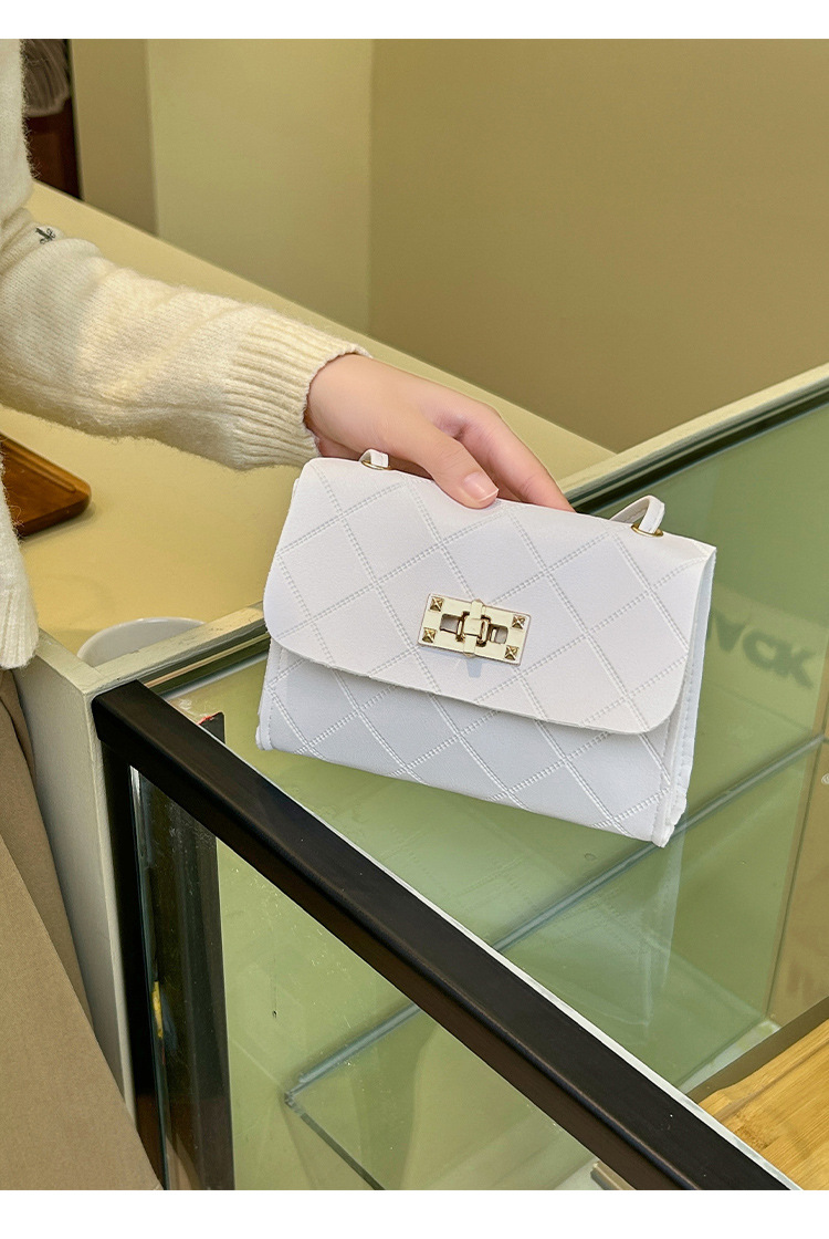 2024 neue diamantgeprägte kleine quadratische Tasche mit Schloß und Trageriemen tägliche einfache Geldbörse für Kleingeld modische kleine Tasche Dropshipping