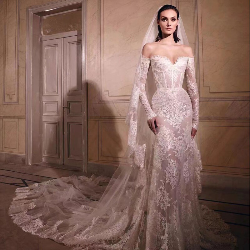 One Shoulder Wedding Main Wedding Dress 2025 New Bridal Fishtail Wedding Dress Mermaid Slim Light Wedding Dress Wholesale