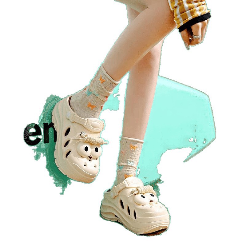 2025 nuevos zapatos con agujeros EVA para mujer, suela gruesa de verano, uso exterior, sensación de pisar la mierda, playa junto al mar, sandalias de Baotou para mujer antideslizante