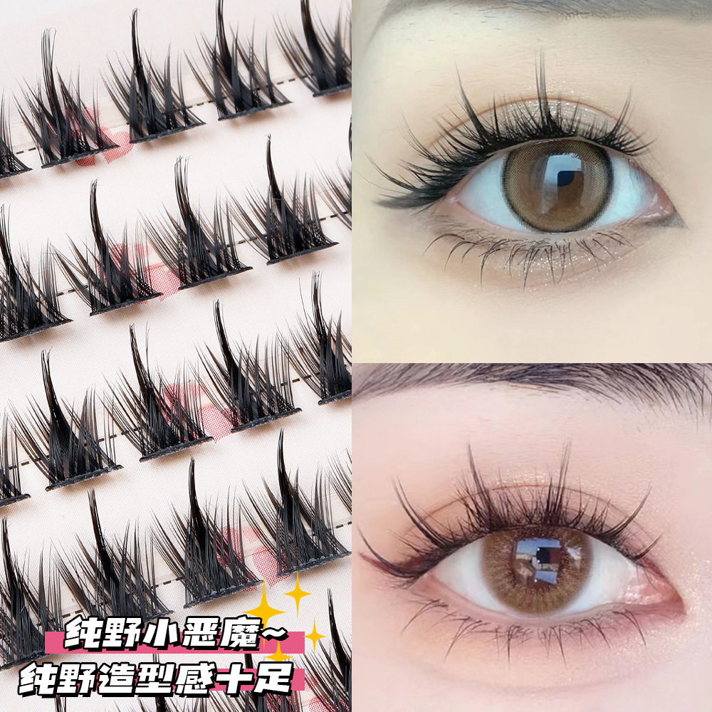 20 filas de orejas de trigo puro libro de pestañas silvestres trilogía mezclado pestañas postizas natural solo segmento de racimo de gran capacidad de ojo de Diablo