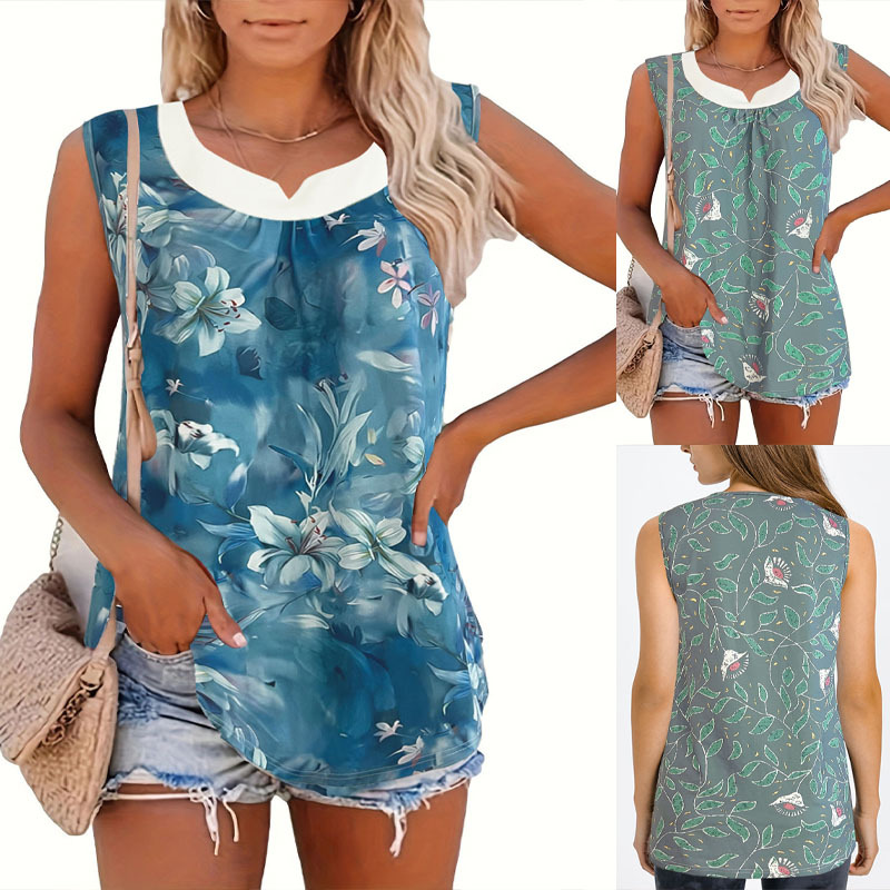 Canotta donna scollo a v senza maniche blusa estiva morbida_voghion.com