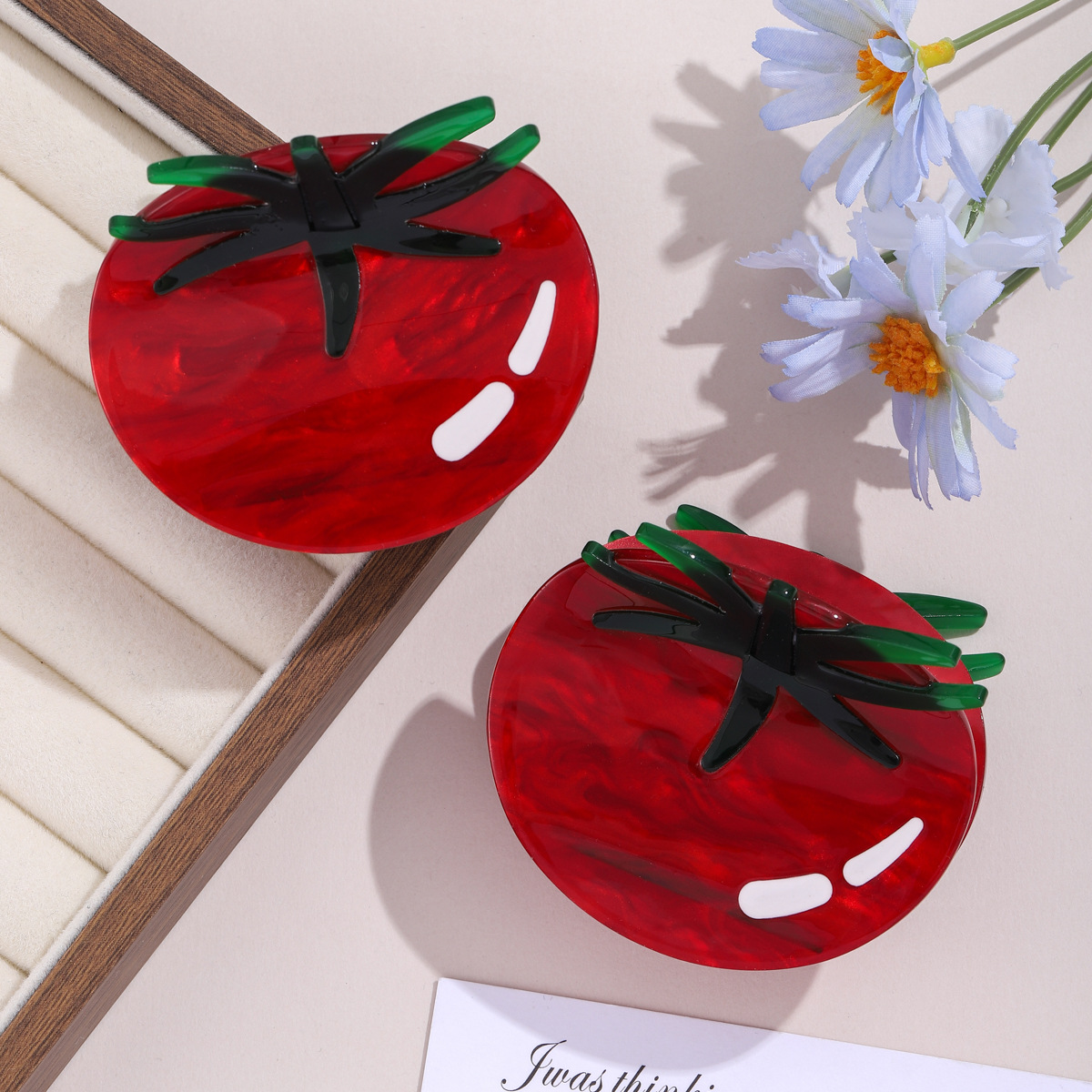 韩版创意水果系发夹亚克力西红柿抓夹趣味后脑勺盘发鲨鱼级发饰女