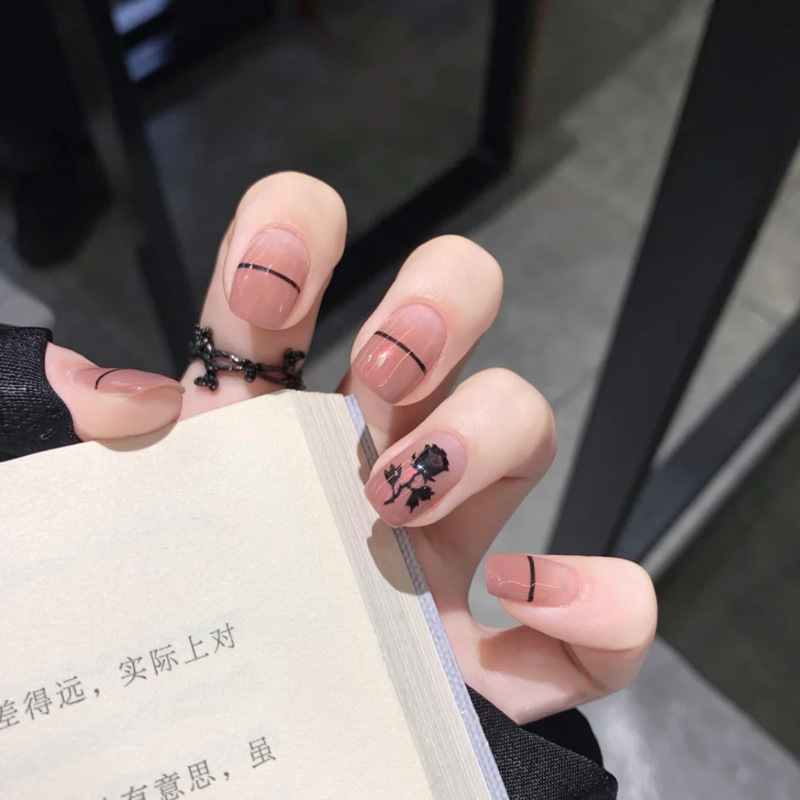 Shake Tone Fake Nail Wear Armor Gradient Gentle Bean Sand Color Nail Nail Sticker Nail Sticker Nail Sticker Nail Sticker Rose Nail Sticker