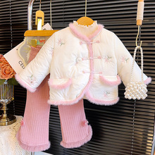 女童棉服冬季新款唐装加绒加厚中国风拜年服中小童外套
