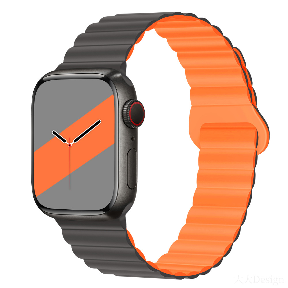 適用iwatchs9ultra1-8世代リンゴ時計バンド磁気吸引時計バンド運動シリコンリンゴ時計バンド