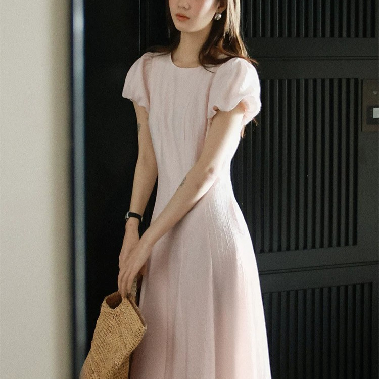 Lajagrow Cream Peach 12-Piece Tencel Wool Heavy-Duty Shimmering Slimming Dress for Women Summer Lajagrow Cream Peach 12-Piece Tencel Wool Heavy-Duty Shimmering Slimming Dress for Women Summer