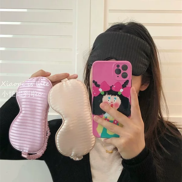 Minimalist ice silk cool eye mask for women, non-pressure breathable sleep mask for couples, suitable for students' nap