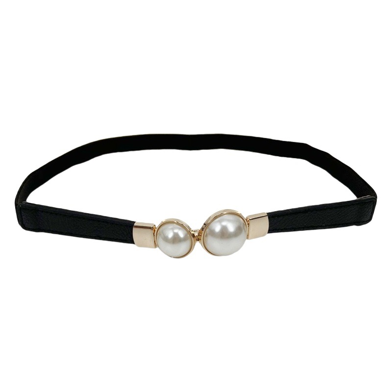 Cinturón de mujer perla hebilla falda decorativa Cinturón fino cinturón elástico cintura elástica sello