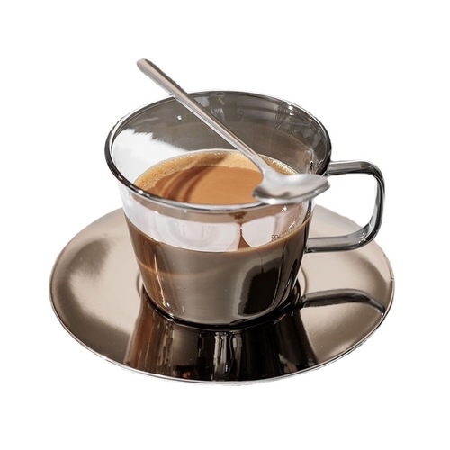 High-end glass coffee cup set, creative mug, light luxury goods, afternoon tea, tea set, latte cup wholesale